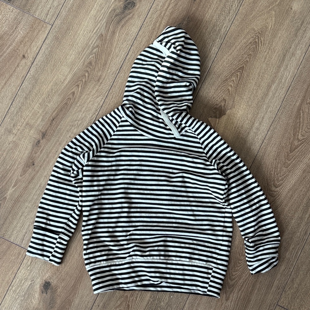Kids Black & White Striped Hoodie Sweatshirt